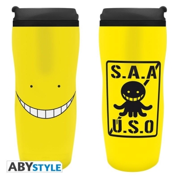 Um Ihr Lieblingsgetränk leicht tragen zu können, um in den Unterricht zu gehen, hat ABYstyle an Sie mit diesem Reisebecher Assassination Classroom mit dem Bild Ihres Lieblingslehrers Koro-sensei gedacht.